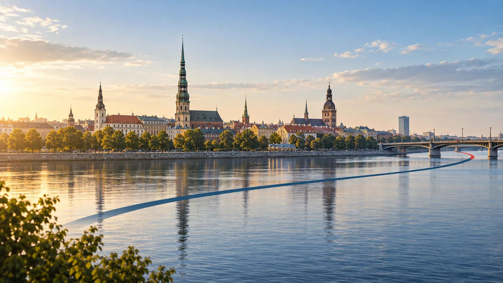 Vecrīgas panorāma no Daugavas puses.